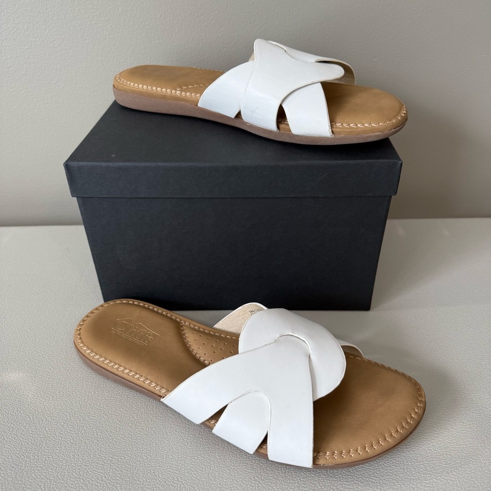 CLIFFS BY WHITE MOUNTAIN Fortunate Arch Support Slide Sandals White Size 10 - Picture 2 of 7